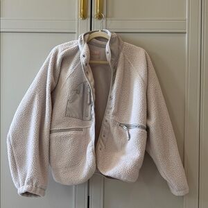 FP Movement by Free People Cream Varsity Jacket